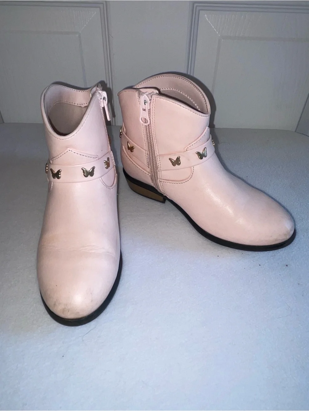 Cat & Jack Pink Girls' Ankle Boots with Butterfly Studs